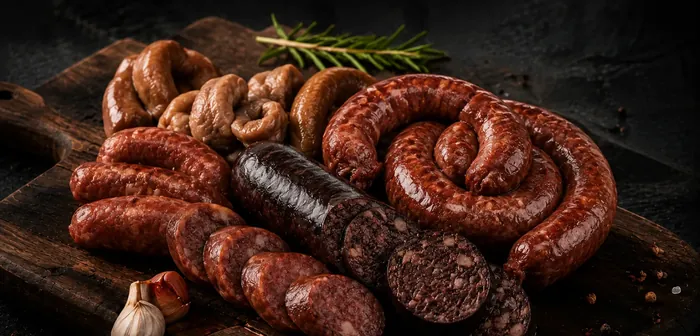 Achuras y embutidos sobre tabla, categoría de Carnezan